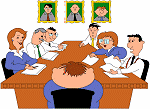 Image of a boardroom with cartoon people sitting around a conference table.
